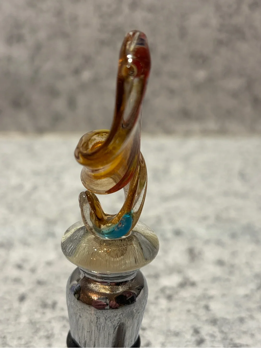 Vintage Murano Style Glass Wine Bottle Stopper/ Gift Box | Millefiori Art Glass